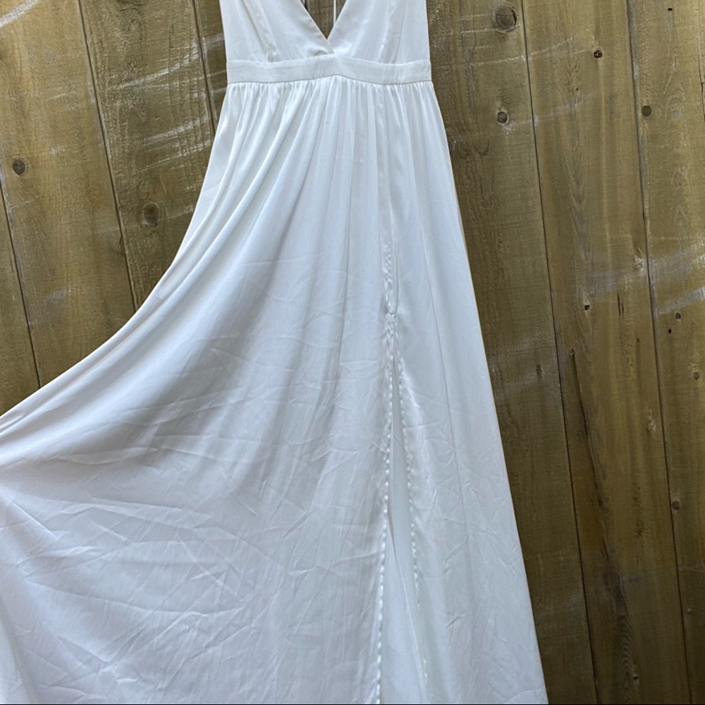 White Satin Backless Maxi Dress ๐ฟ S - Picture 8 of 10